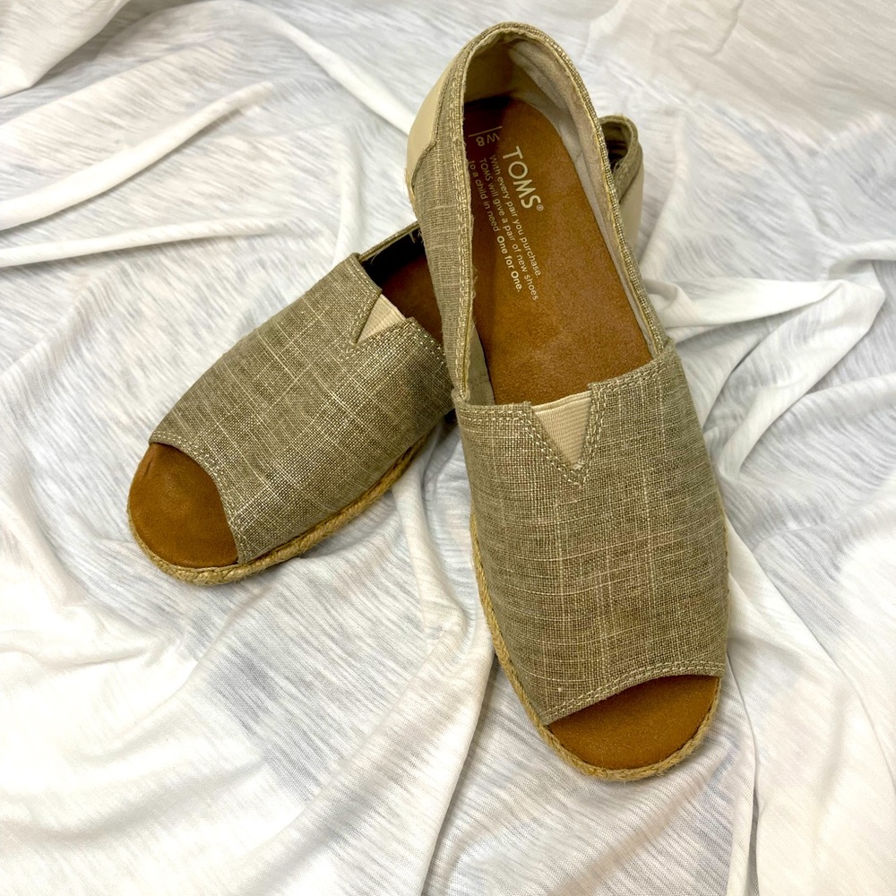 TOMS Alpargata Open Toe Canvas Flats